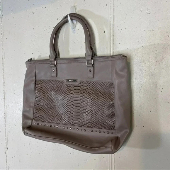 Nine West taupe faux animal skin tote bag - Picture 2 of 8